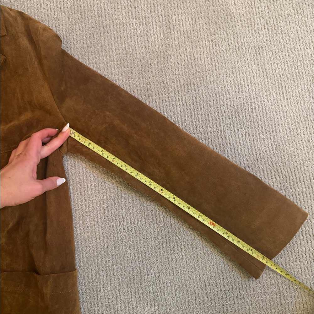 Zara Brown Suede Leather Coat - Picture 5 of 6